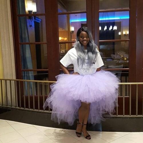 Light Purple Puffy Hi Low Tutu Party Skirt High Low Tulle Skirt Layered Women Long Skirt for Prom Custom Made