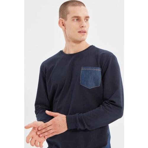 Trendyol Men 'S Regular Fit Long Sleeve Cycling Lapel Paneled Sweatshirt TMNAW22SW0566