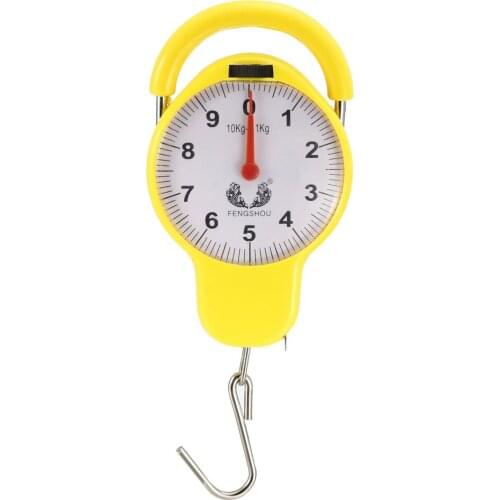 Uxcell Handle Spring Scale 10kg ABS Plastic Handheld Dial Hanging Scale Random Color
