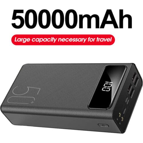 Power Bank 50000mAh Portable Charger LED Light Poverbank Powerbank 50000 mAh External Battery For iPhone 12Pro Xiaomi Huawei