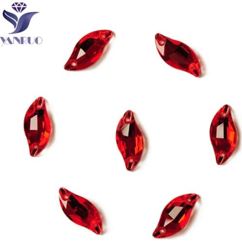 YANRUO 3254 Leaf Light Siam Stones And Crystal Sew On Crystal Glass Rhinestones Red Stones For Clothing