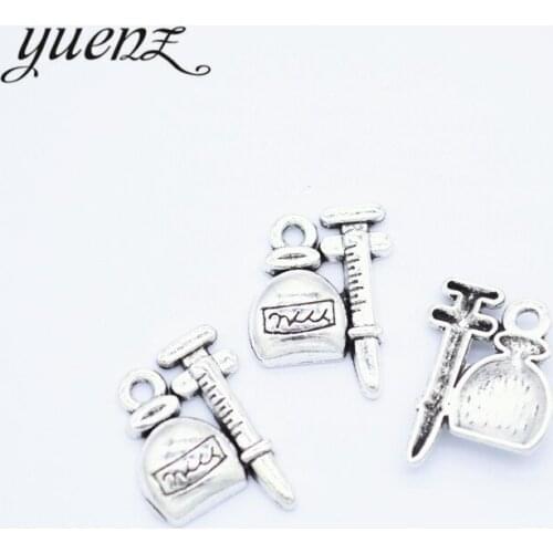 YuenZ 15pcs Antique Silver color syringe Charms Metal Pendants Jewelry Making Accessories 18*13mm J418
