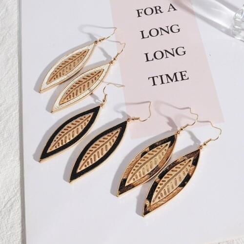 PU Leather Leopard Snakeskin Grain Leaf Pattern Drop Earrings Fashion Women Winter Dangle Earings Brand Jewelry