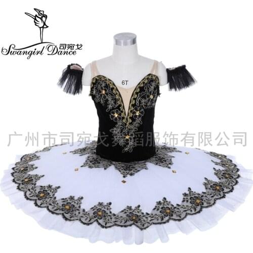 Women white nutcracker performance dress black white tulle girls custom made professional platter pancake tutu child JY038