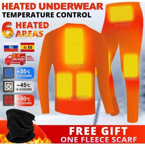 Winter Heated Underwear Suit USB Battery Powered Heated Thermal Tops Pants Smart Phone APP Control Temperature Motorcycle Jacket