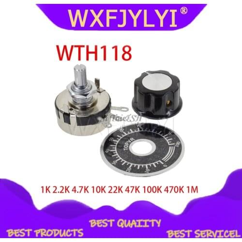 1 set WTH118 DIY Kit Parts 2W 1A Potentiometer 1K 2.2K 4.7K 10K 22K 47K 100K 470K 1M