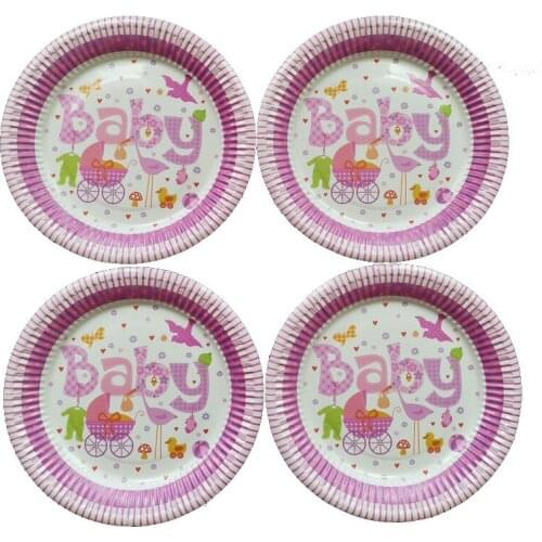10pcs Baby Shower Happy Birthday Paper Plate Party Decoration Cake Dish Disposable Plate Cake Tools Tableware Paper Plate