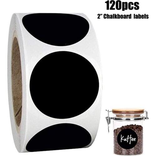 120 Pcs/Roll Round Removable Blackboard Sticker Label Chalkboard Labels Sticker Pantry Storage for Kitchen Jars