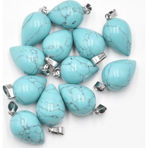 2021 New fashion good quality Blue Turquoise circular cone shape pendants for jewelry making 12pcs/lot Wholesale free shipping
