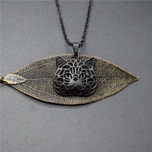 4 Colors New Exotic Cat Charm Necklace Trendy Metal Cat Jewellery Exotic Cat Pendant Necklace Women Jewellery