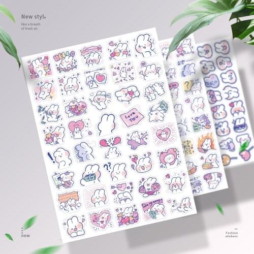40pc Cartoon Rabbit Expression Pink Cute Stickers Waterproof Suitcase Skate Mobile Phone Post It Stationery Decorative Sticker