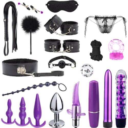 50LF Adult Bed Game Set Safety Womens Mens Comfortable Bondage Romance BDSM Sexx Cosplay Toys Kit Vibrator Flogger Whip