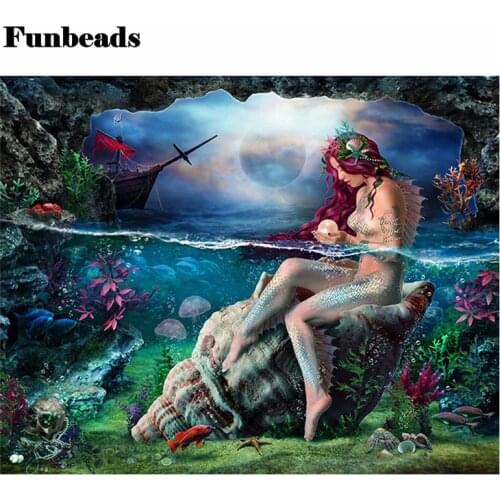 Full drill square round 5d diy diamond painting Mermaid Girl 3d embroidery bead cross stitch wall pictures mosaic decor FF759