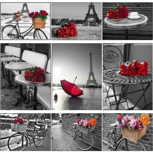 Full Round Drill 5D Diamond Painting DIY Diamond Painting Rose Bicycle Landscape Painting 2021 Cross Stitch 5D Home Gift Decorat