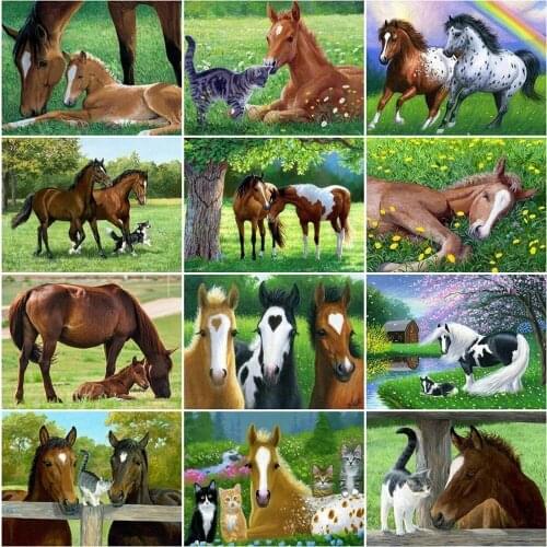 Diamond Painting Horse Full Square/Round Diamond Embroidery Animals 5D DIY Mosaic Rhinestone Picture Home Decoration