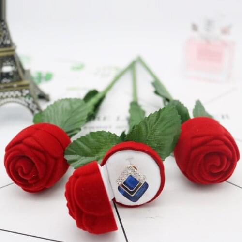 Hot Sale 12pcs/lot Red Velvet Ring Box 4x27cm Rose Design Earrings Jewelry Box Wedding Gift Box Jewelry Display Packaging Boxes