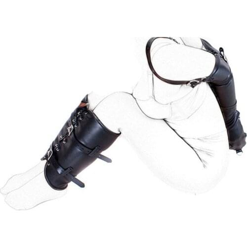 BDSM Bondage Restraints ,Hands Wrists Arms & legs binder, Black Leather Tight Single Glove,Role Play System
