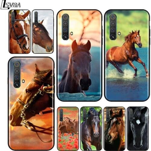 Running Horse Animal for OPPO Realme V15 X5 X3 X50 X7 X2 C17 C11 C3 C2 7 7i 6 6S 6i 5 Narzo 20 Pro Black Phone Case