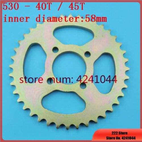 Free shipping Big sprocket 530 40T 45T tooth 58mm rear chain sprockets for ATV go-kart 4 wheeled motorcycle