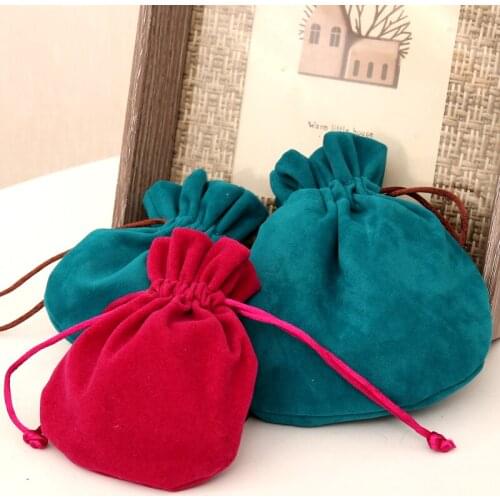 Free Print Monochrone LOGO 1000PCS/LOT Velet Jewelry Bags With Drawstring Party Lovely Round Colorful Packaging Gift Bag