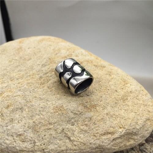 12*6mm Hole 316l Stainless Steel Spot European Big Hole Flat Beads For Leather Bracelet Pendant Men DIY Jewelry Making