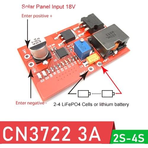 CN3722 3A MPPT Solar Panel Controller 7.4V 8.4V 12V 2S 3S 4S lifepo4 Li-ion Lithium Battery Charge control Module Charging 18V