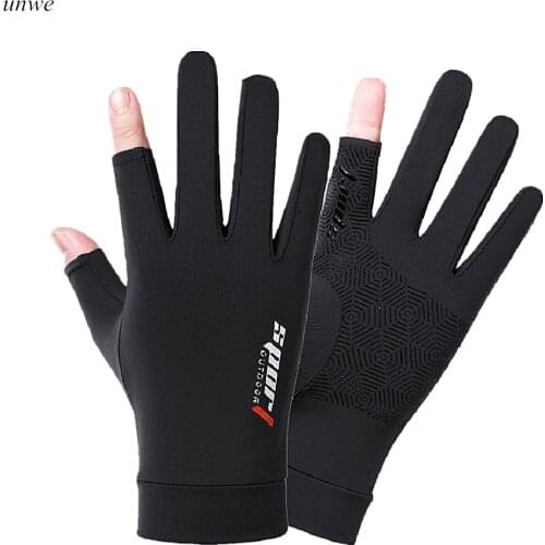 Breathable Non-slip Bike Gloves Men Women Sun Protection Summer Fishing Gloves Thin Driving Dew Finger Gloves