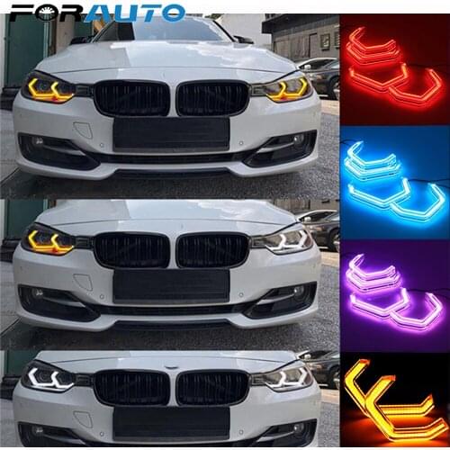 FORAUTO 4Pcs M4 Style Car Angel Eyes RGB Multi-Color SMD LED Light For BMW E90 E92 E93 E60 F30 F35 E53 F10 X6 M3 M4