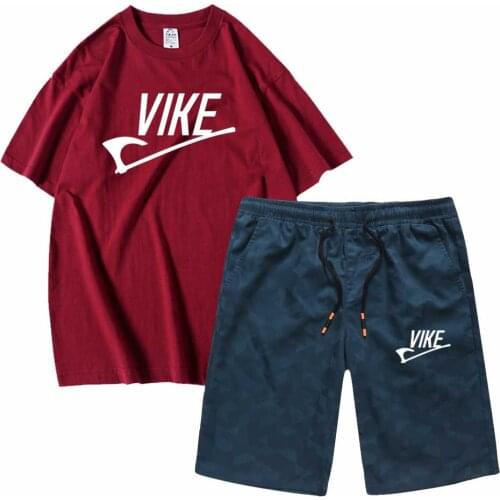 Vike T shirts and Shorts sportswear Mens Sets loose breathable Short sleeved sets 2 pieces men top tees casual wholesale shorts
