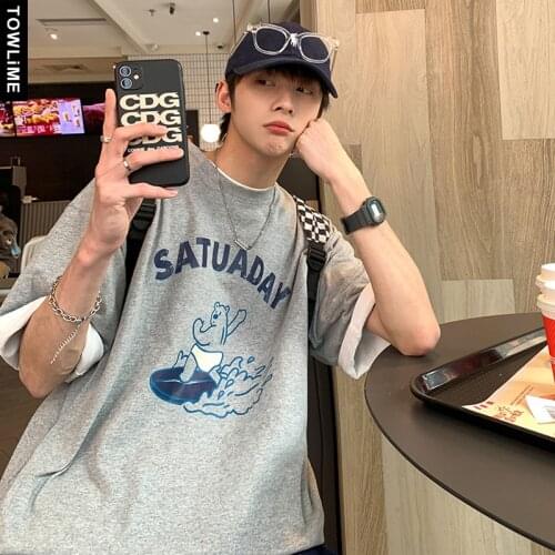 Summer New 2021 Men Cartoon Print Short Sleeve Cotton T Shirts Harajuku Streetwear Women Oversized Tees Couple Casual Tops