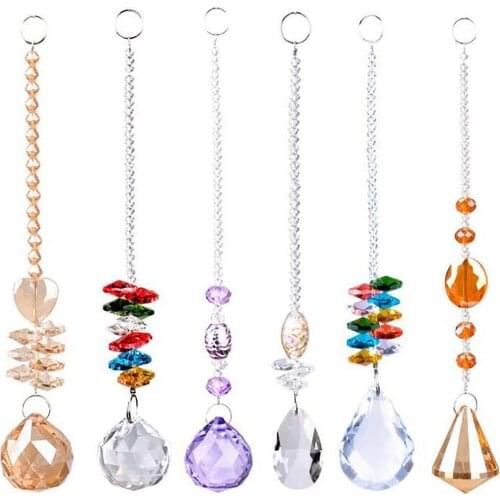6PCS Crystal Suncatcher Chandelier Crystal Ball Prisms Pendant Rainbow Maker Window Hanging Ornament Home Wedding Decor
