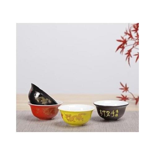 Chinese kungfu small teacup ceramic teabowl household single tea cup master cup tea maker black golden dragon teaware 4pcs