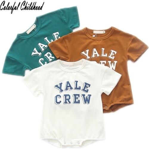 Summer New Style Baby Bodysuit Big Letter Pattern Print Short Sleeve Jumpsuit Summer Toddler Newborn Baby Overalls Kid Clothes