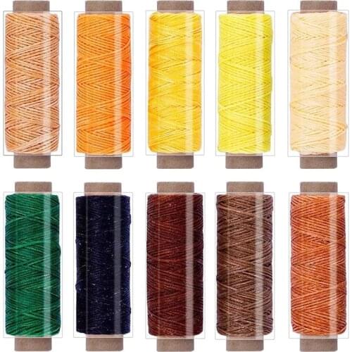 LMDZ 550 Yards Leather Sewing Waxed Thread - 150D 55Yards Per Spool Stitching Thread for Leather Craft DIY, Bookbinding