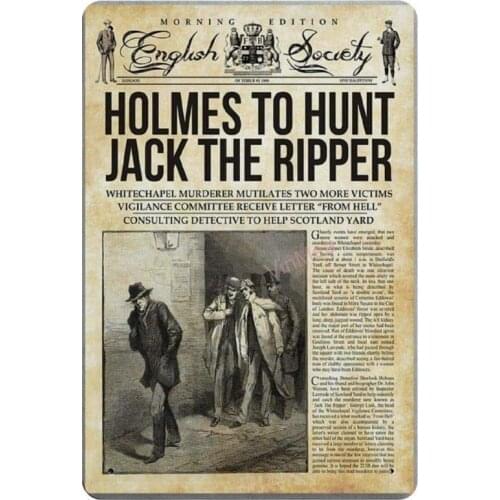 Holmes to Hunt Jack The Ripper Retro Metal Tin Sign Plaque Poster Wall Decor Art Shabby Chic Gift Suitable 12x8 Inch