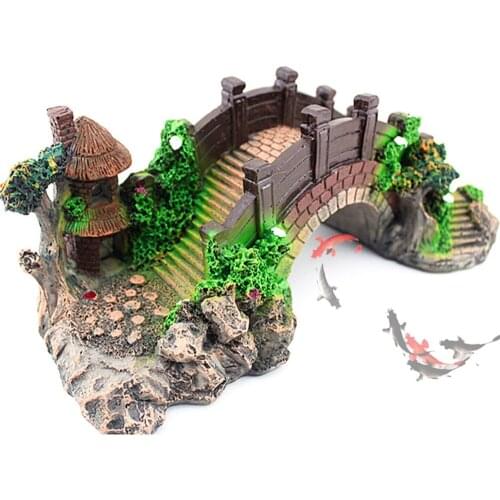 Bridge Pavilion Tree Fish Tank Decoration Aquarium Resin Fish Tank Decoration Accessories Bridge Craft Pet Supplies Home Decor