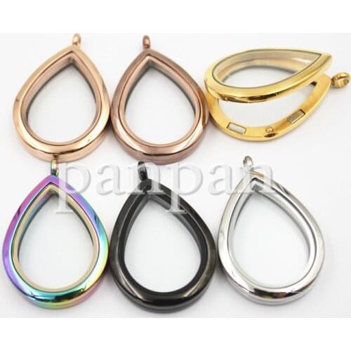 Can mix! Carvort large teardrop shape(38mm*28mm) magnetic 316L stainless steel Floating locket plain face