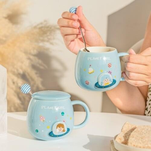 Cartoon Embossed Planet Pot-bellied Coffee Mugs Milk Cups 350ml Nordic Style Lovely Mugs for Childrens Gift Present