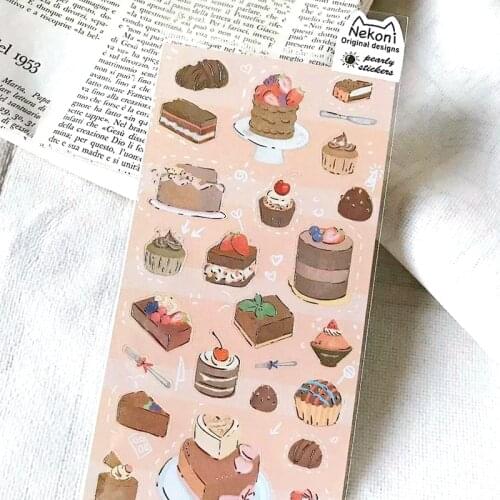 Nekoni Cake Gelato Journal Stickers Aesthetic Scrapbooking Material DIY Decoration Sticker Sweetmeats Icecream Design Hobby Use