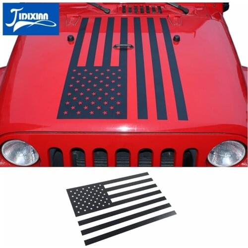 JIDIXIAN Car Body Hood Engine USA Flag Decoration Decal Stickers for Jeep Wrangler TJ JK JL JT 1997-2021 Exterior Accessories