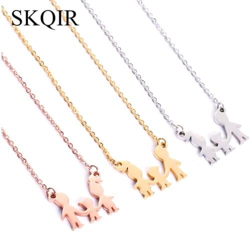 Personalized Family Three Member Pendant Necklace Gold Color Necklace Dad Son Mom Charm Jewelry for Women Accssories Gift