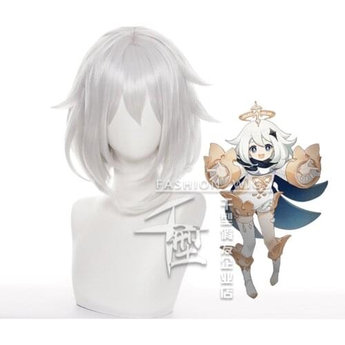 Paimon Short Wig Cosplay Costume Heat Resistant Synthetic Hair Game Genshin Impact Women Wigs