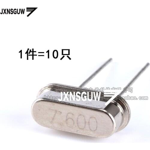 10PCS crystal 7.6MHz 20ppm 20PF 2 foot 49S type passive crystal oscillator 7.6M
