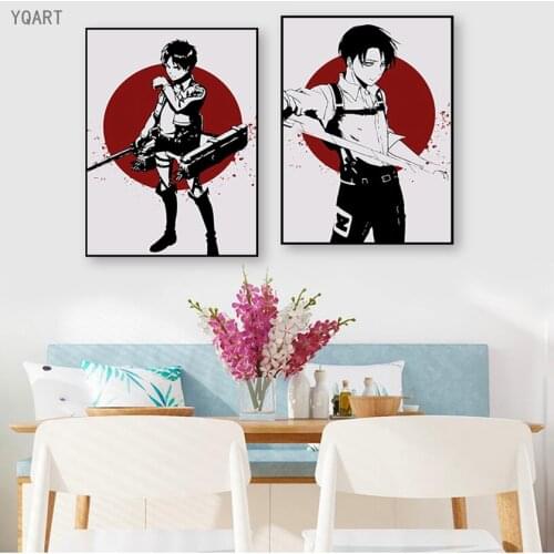 Attack On Titan Eren Jaeger Levi Ackerman Anime Posters And Prints Wall Art Canvas Painting Pictures for Home Room Decoration