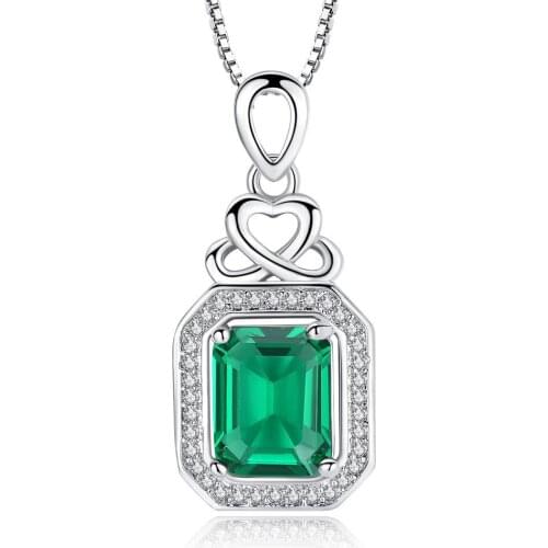 Supply Green Square Zircon Pendant Charm Simple Necklace Heart Lock Micro Inlaid Gold-Plated Necklace Jewelry