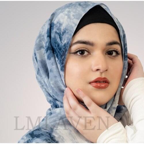 Fashion Tie-Dye Printed Chiffon Hijab Scarf Women Muslim Scarves Popular Shawl In Malaysia Support Wholesale 180*70cm