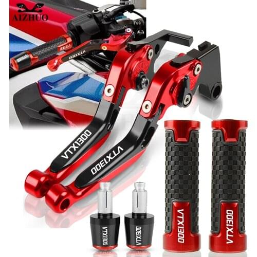 LOGO Motorcycle Adjustable FOR HONDA VTX1300 2003-2010 2005 2008 2009 Folding Brake Clutch Levers Handlebar VTX 1300 Extendable