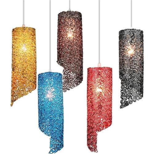 Modern Nordic Color Creative Lighting Iron Rattan Home Pendant Light Restaurant LED E27 Home Decorate Light Fixtures