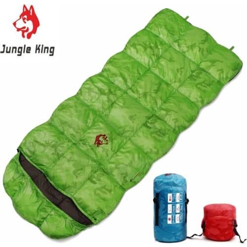 Jungle king CY550 outdoor travelling envelope sleeping bag green/red/blue hiking trekking camping 1.4kg duck down sleeping bag