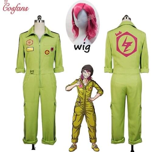 Super DanganRonpa Cosplay Kazuichi Costume Kazuichi Souda Full Set Uniform Jumpsuit With Hat Outfit Halloween Costume vest wig